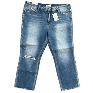 VERVET Carlene New Mid Rise Slim Straight Blue Jeans Women's Size 22 Distressed